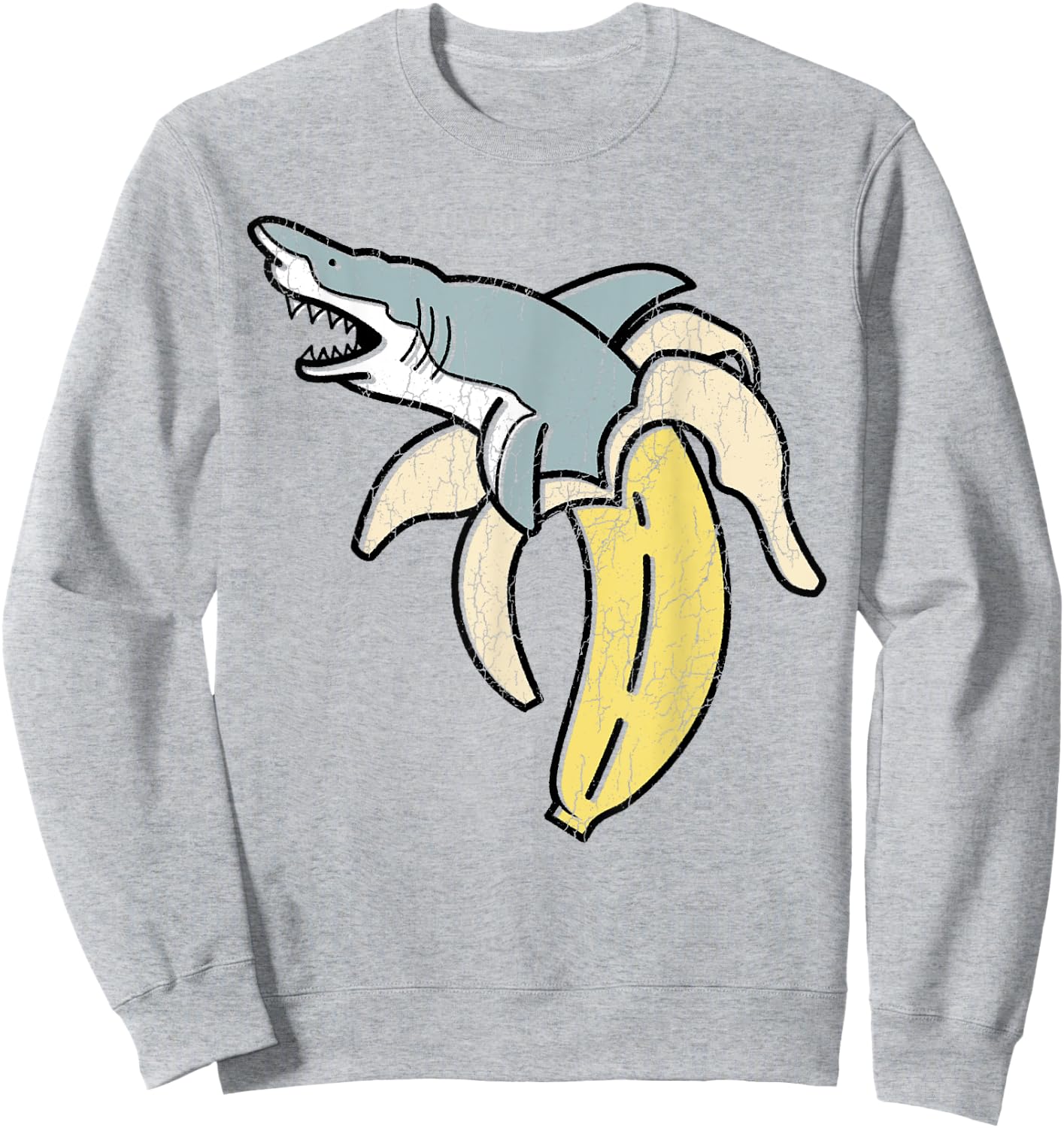 Cute Banana Shark Shirt Gift Animal Lovers Sweatshirt - Sweatshirt | Ash