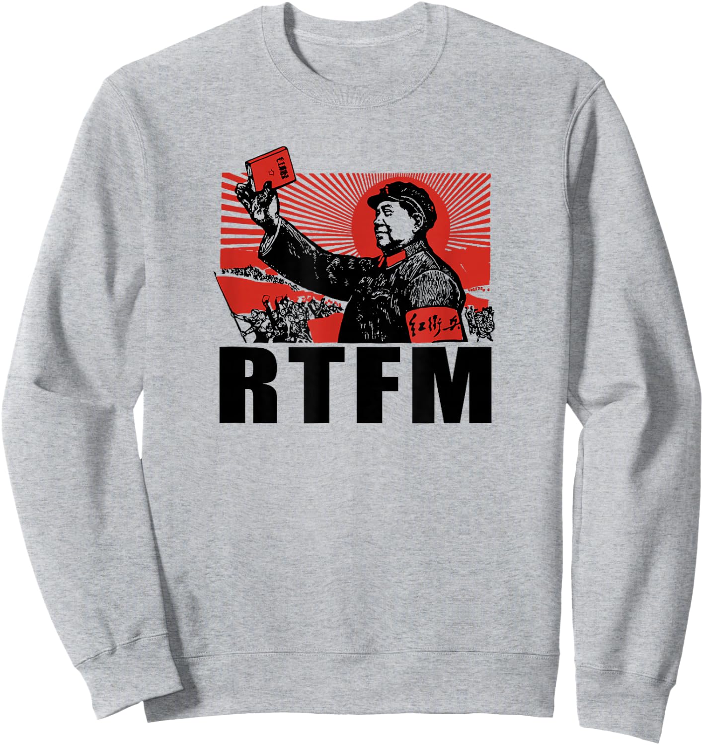Mao RTFM Propaganda Style Graphic Sweatshirt - Sweatshirt | Ash