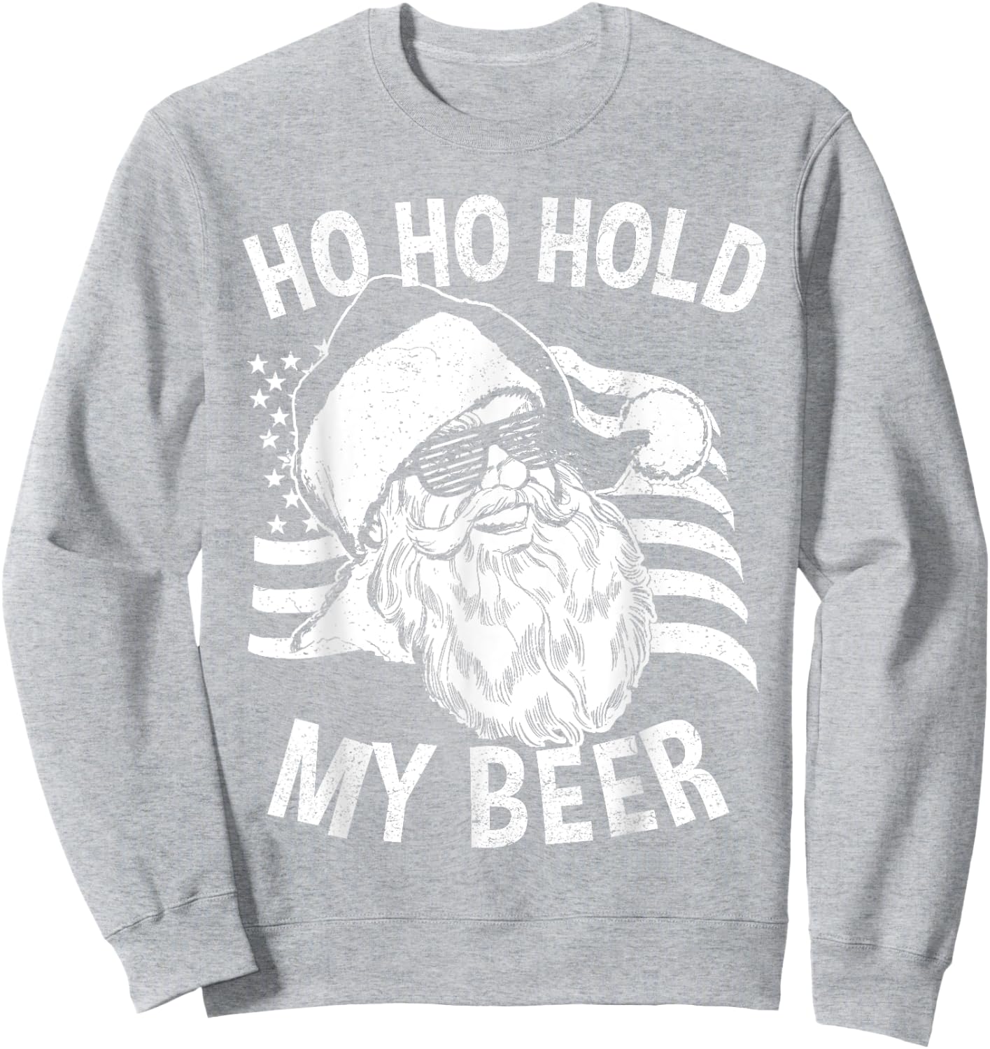 Christmas In July Shirt | Hipster Santa Ho Ho Hold My Beer Sweatshirt - Sweatshirt | Ash