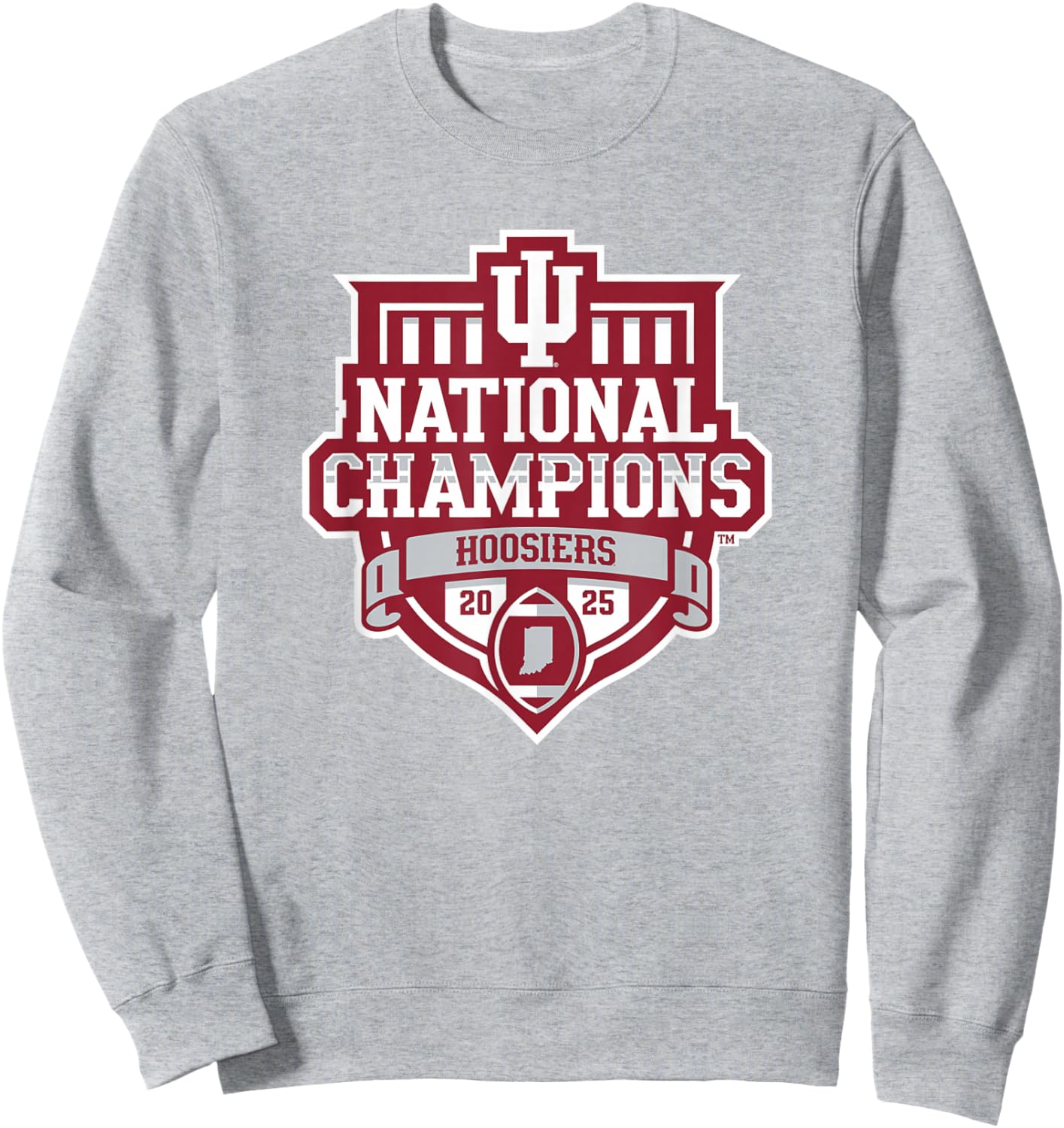 Indiana Hoosiers National Champs 2025 Football Official Gray Sweatshirt - Sweatshirt | Ash