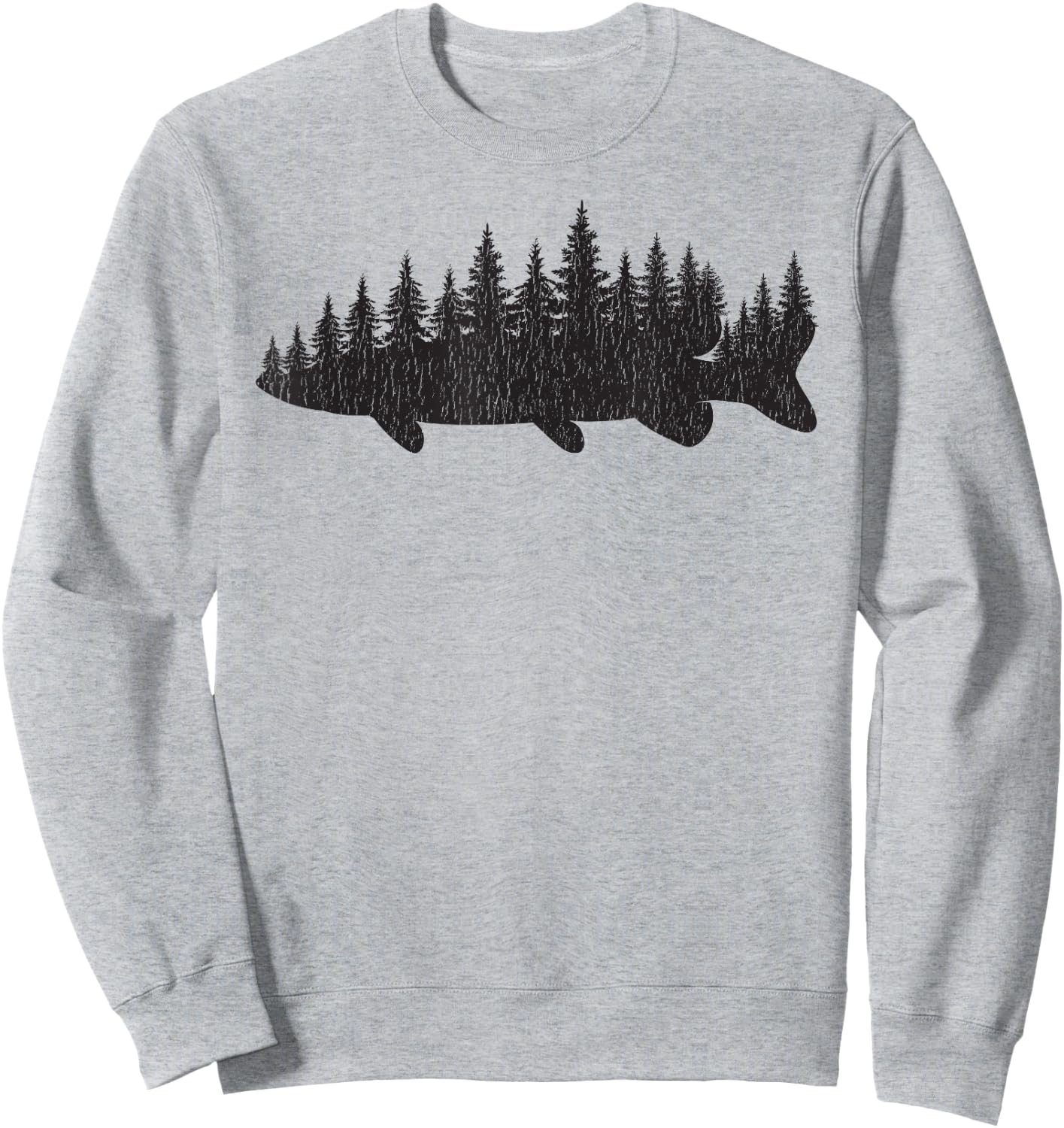 Northern Pike Treeline Fisherman Angling Sweatshirt - Sweatshirt | Ash