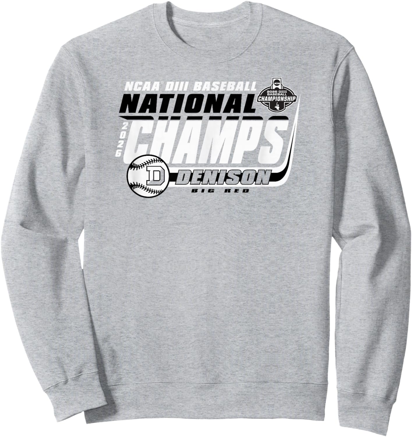 Denison Big Red National Champs 2026 Baseball Sweatshirt - Sweatshirt | Ash