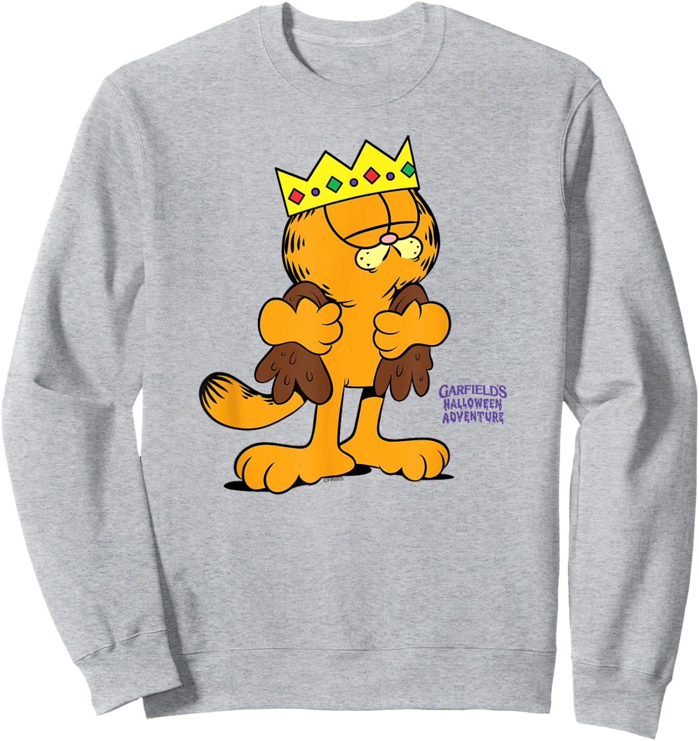 Garfield King Halloween Costume Cartoon Cat Sweatshirt - Sweatshirt | Ash