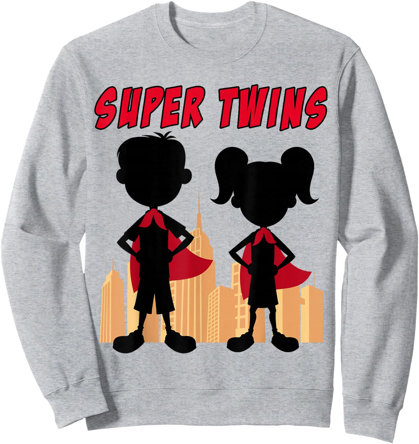 Boy and Girl Super Twins - Kids Twin Superhero Comic Sweatshirt - Sweatshirt | Ash