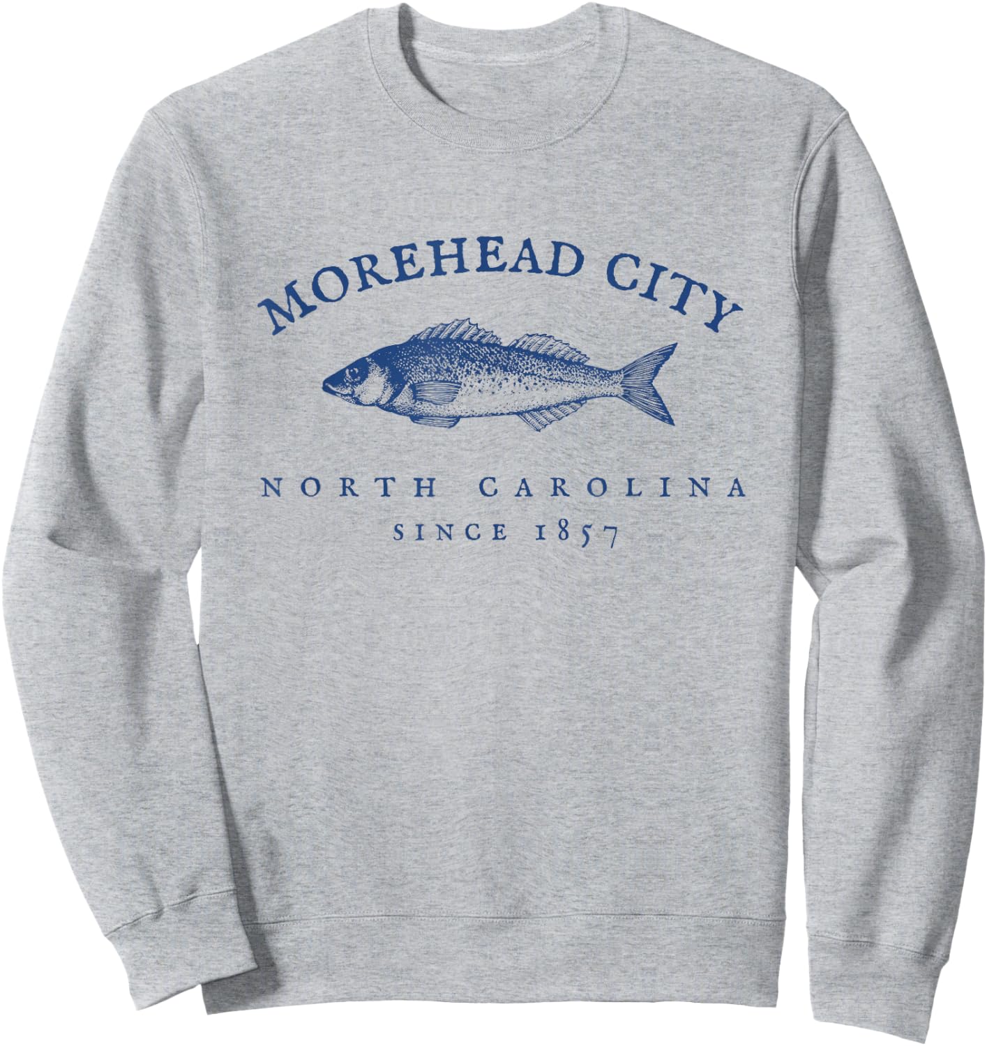 Retro Morehead City North Carolina Fishing Sweatshirt - Sweatshirt | Ash