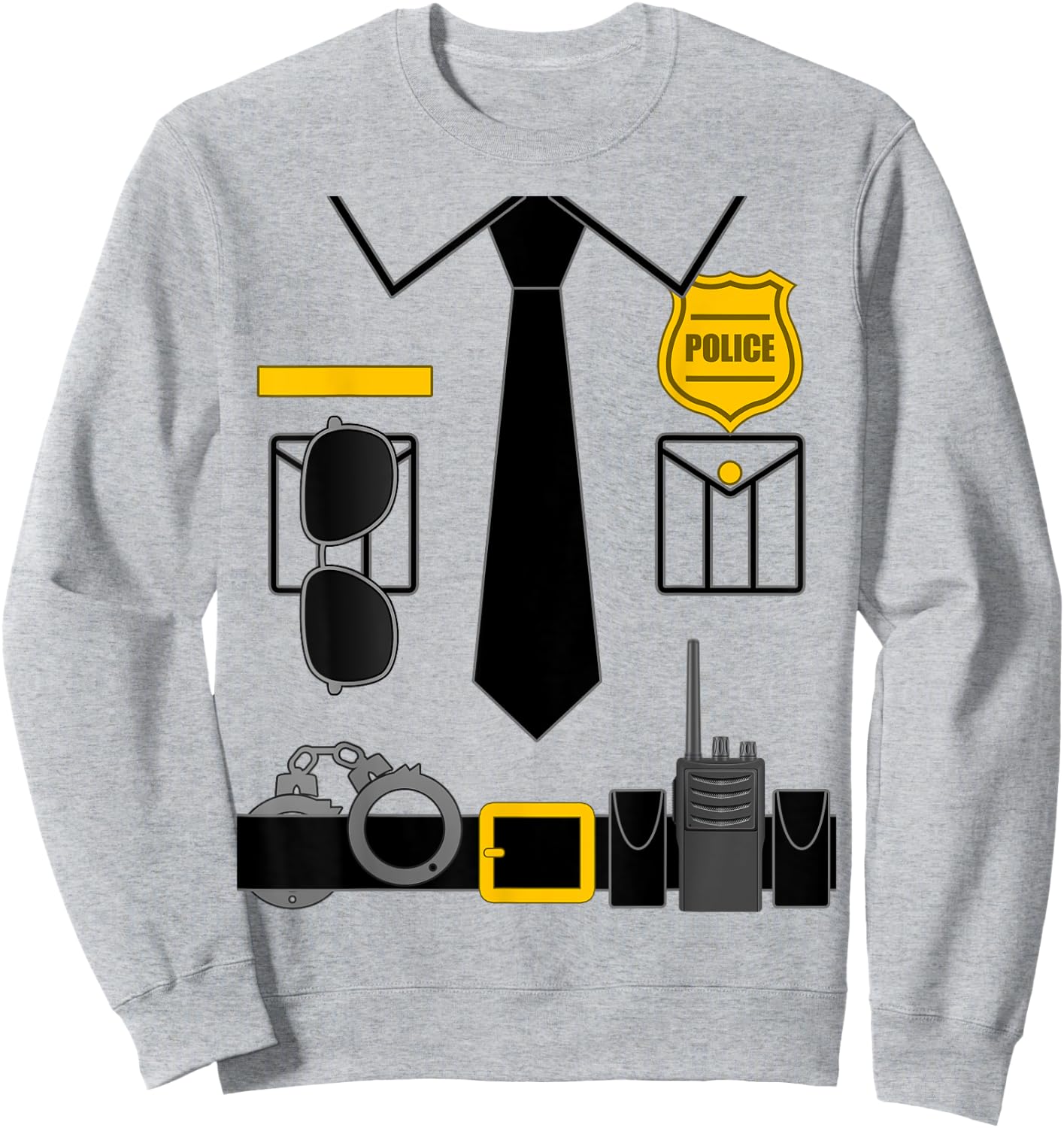 Police Costume for Kids & Adults Halloween Police Officer Sweatshirt - Sweatshirt | Ash