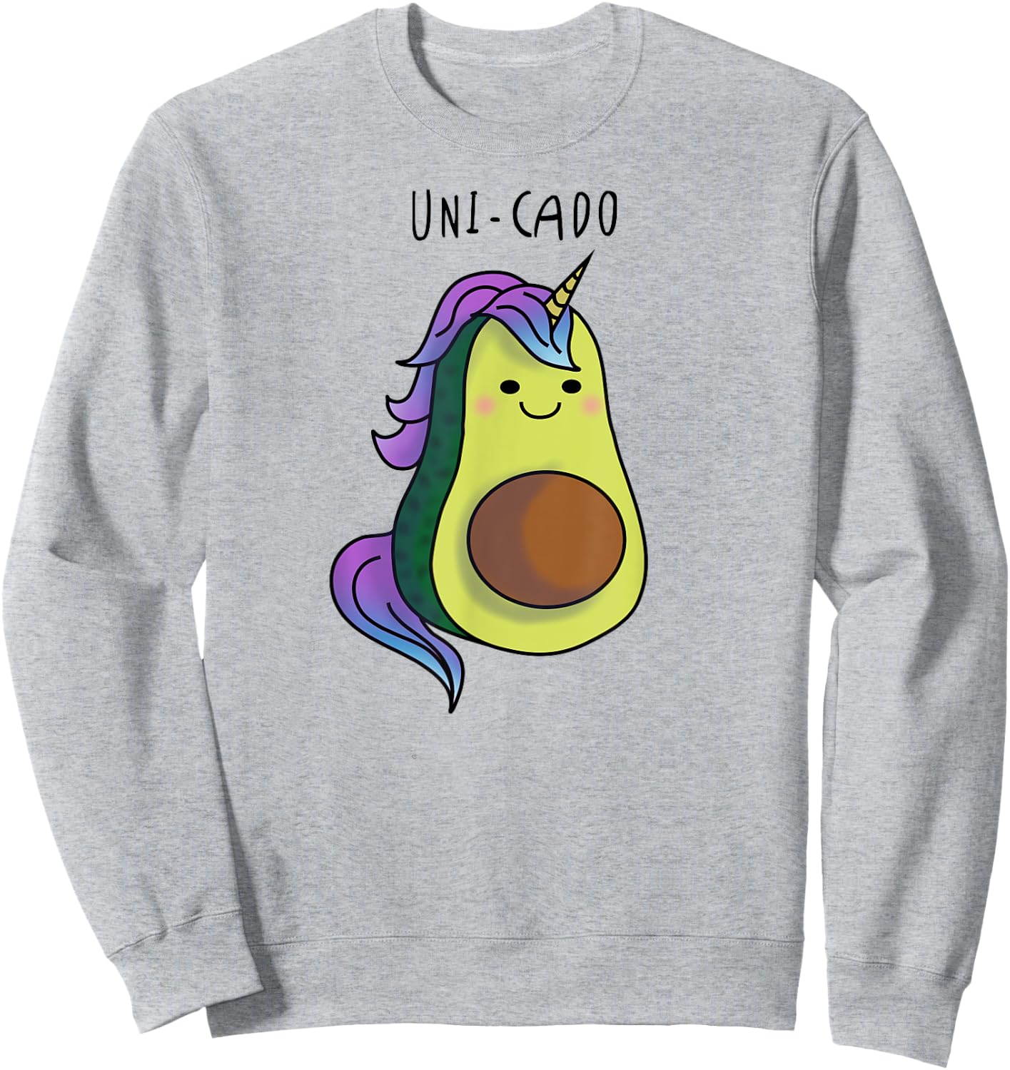 Uni Cado - Unicorn Avocado Vegan Birthday Christmas gift Sweatshirt - Sweatshirt | Ash