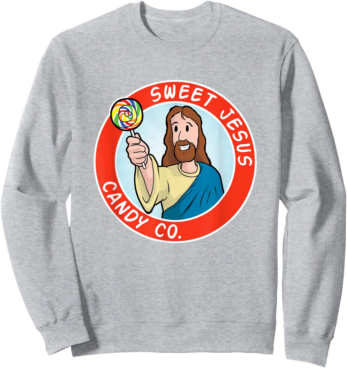 Sweet Jesus Candy Co. Christ Lollipop Parody Logo Sweatshirt - Sweatshirt | Ash