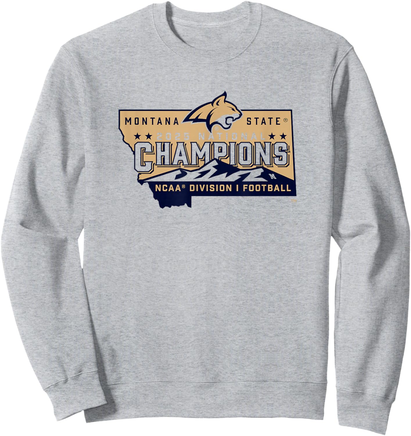 Montana State Bobcats National Champs 2025 Football White Sweatshirt - Sweatshirt | Ash