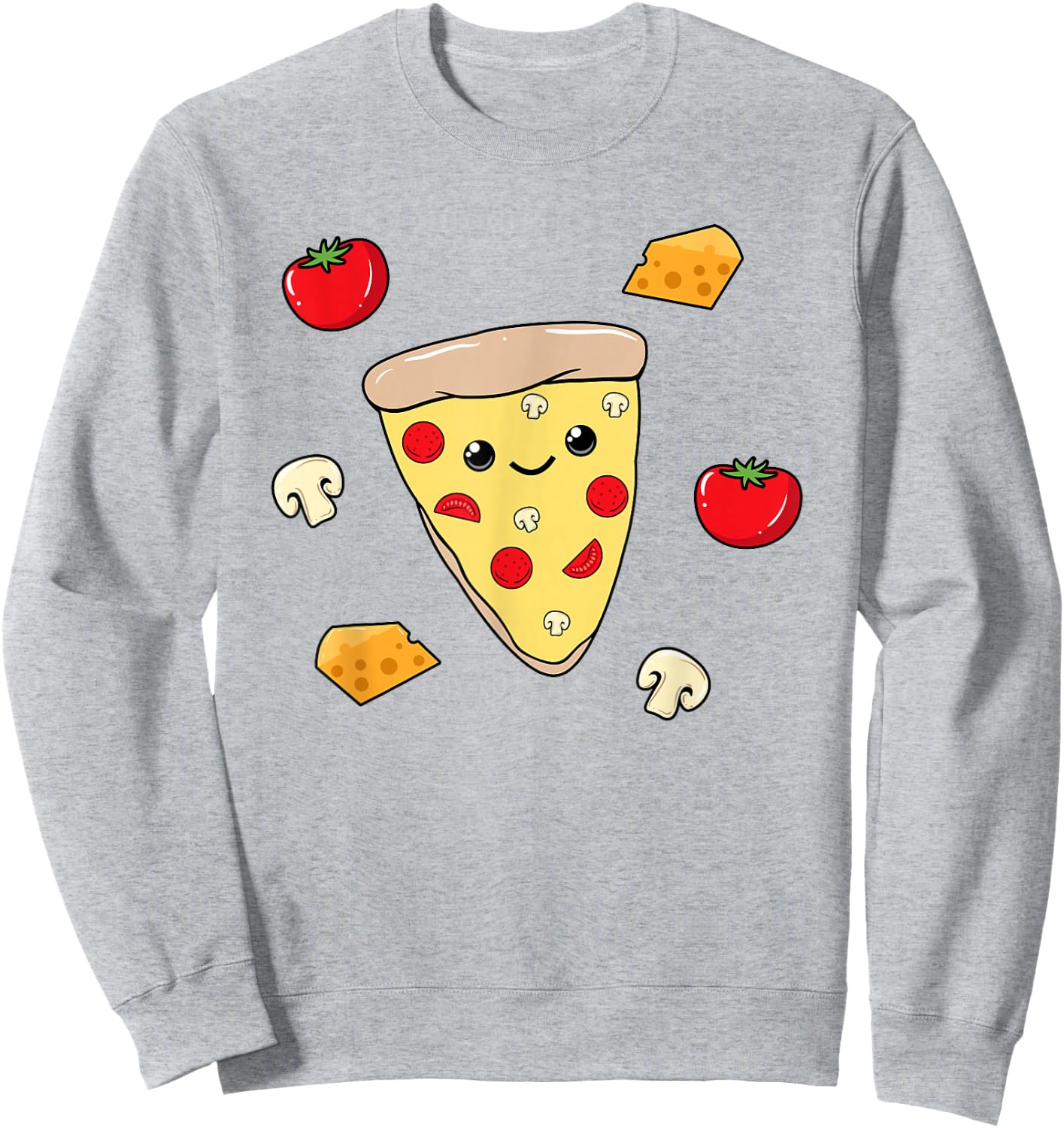 Girl Sweet mushroom Pizza Shirt Pizza Lover Kids Fast Food Sweatshirt - Sweatshirt | Ash
