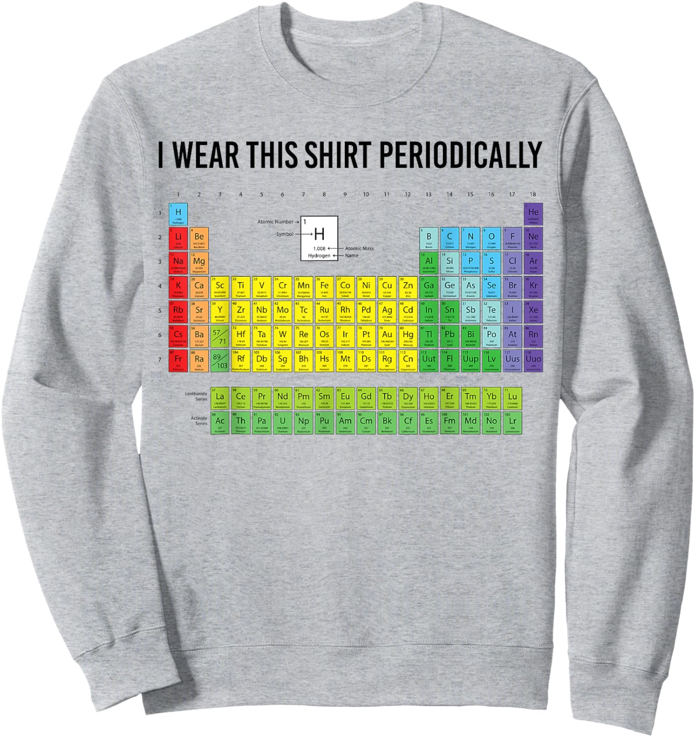 Funny Science Shirts By W817 -Adults Blue Small Modern Casual I Wear This Shirt Periodically Sweatshirt - Sweatshirt | Ash