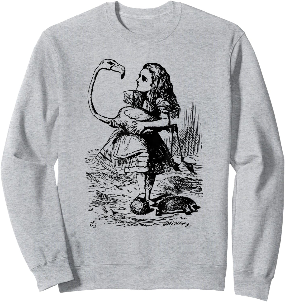 Big Texas Alice in Wonderland Alice Flamingo Croquet Sweatshirt - Sweatshirt | Ash