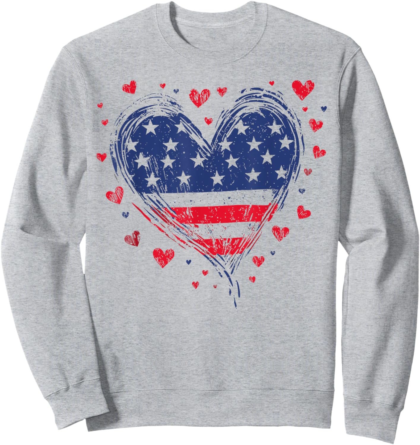Cute American Flag Heart USA Patriotic 4th of July Sweatshirt - Sweatshirt | Ash