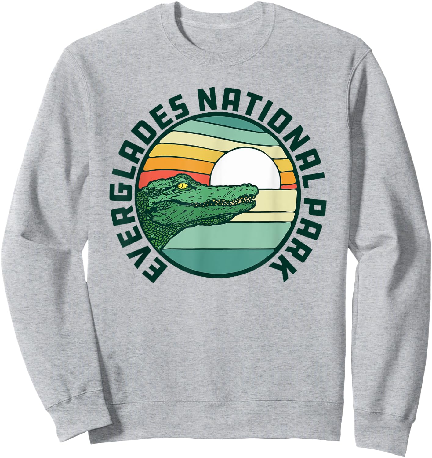 Everglades National Park Retro Alligator 80's Style Graphic Sweatshirt - Sweatshirt | Ash
