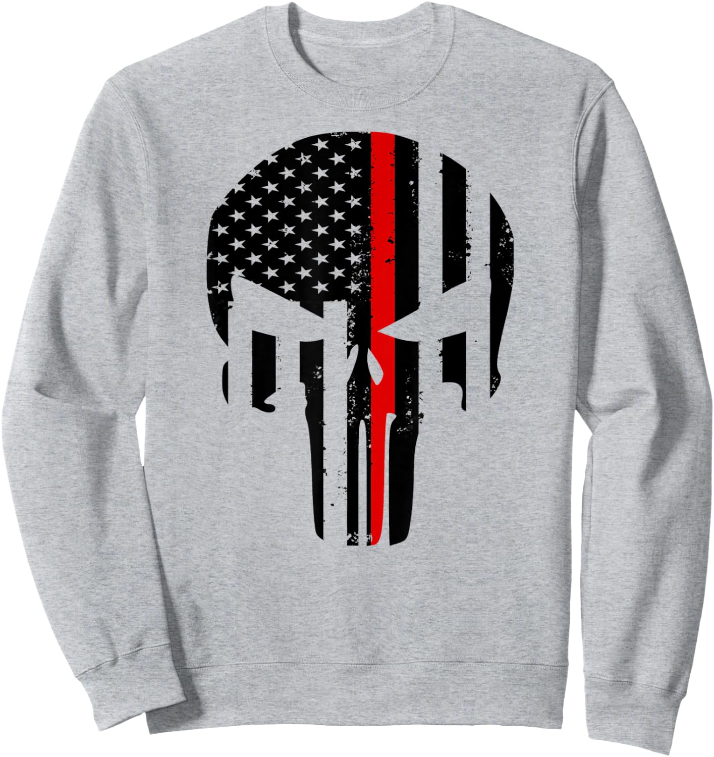 Thin Red Line Skull - Support Firefighters Sweatshirt - Sweatshirt | Ash