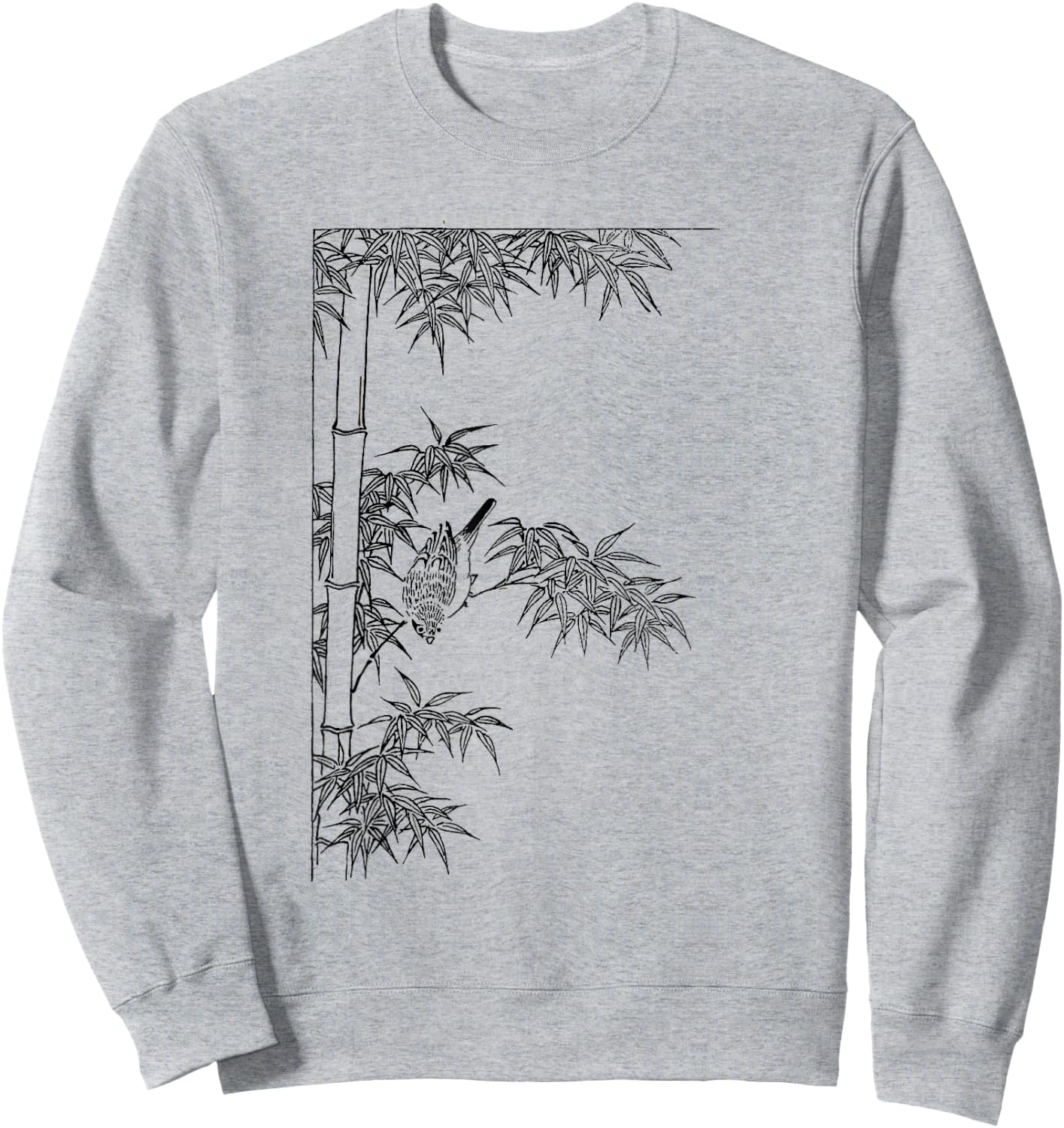 Picture of bamboo - bamboo plant with a bird Sweatshirt - Sweatshirt | Ash