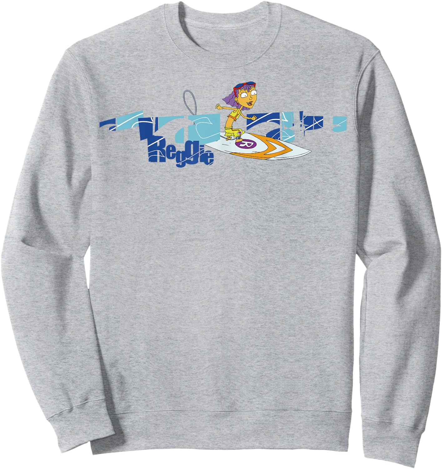 Rocket Power Reggie Surfing Portrait Broken Logo Sweatshirt - Sweatshirt | Ash