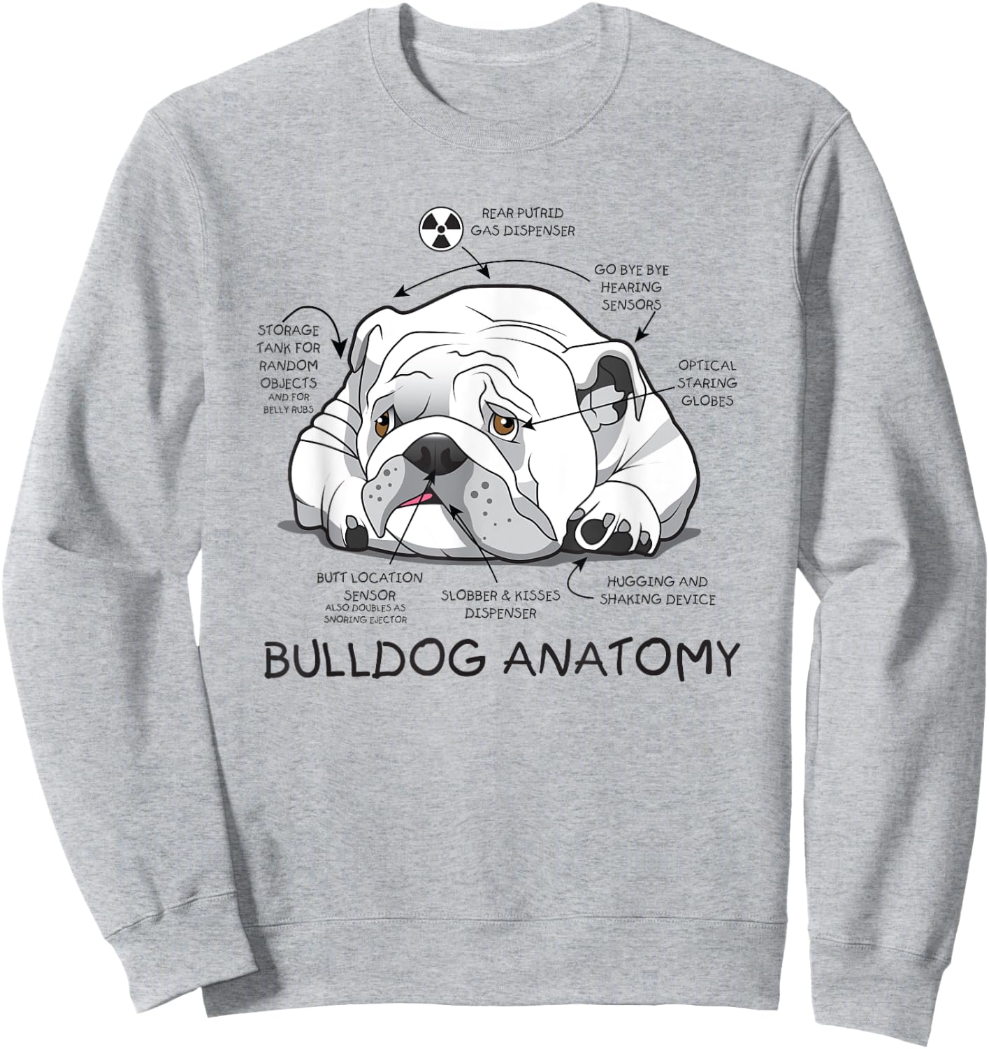 Funny Cute English Bulldog Anatomy Dog Biology Gift Men Women Sweatshirt - Sweatshirt | Ash