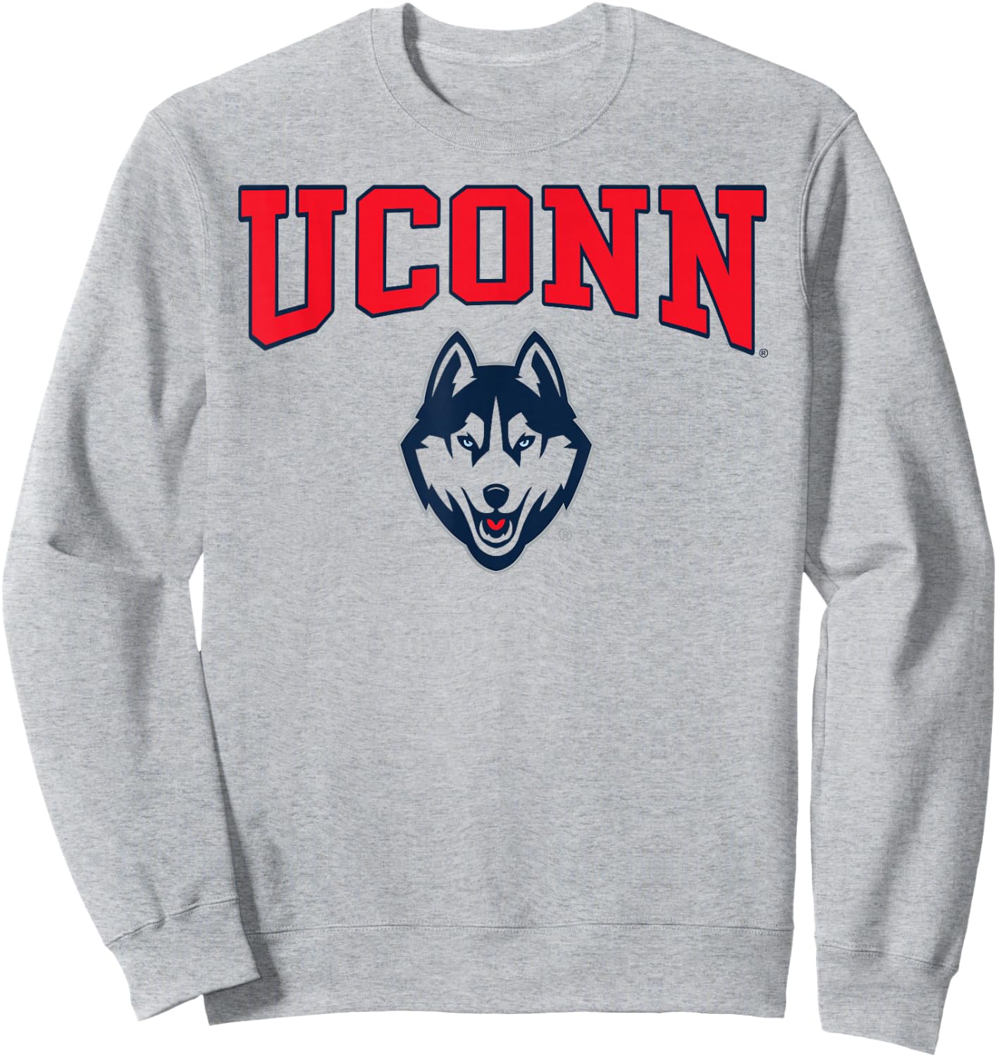 Elite Authentics Connecticut Huskies Arch Logo White -Adults & Kids Sweatshirt - Sweatshirt | Ash