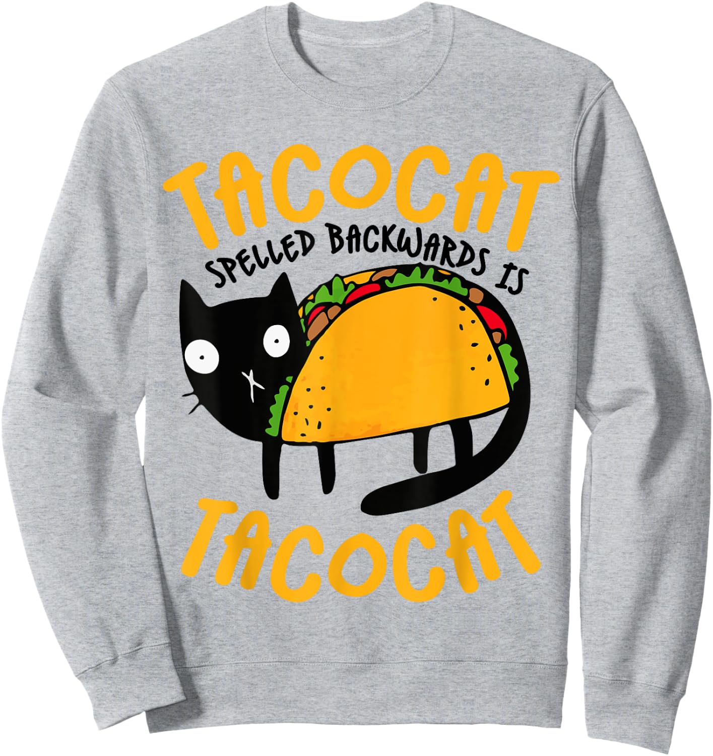 Taco Cat Funny I Love Tacos - -Adults Blue Small Classic Fit Cotton Blend Short Sleeve Cat Sweatshirt - Sweatshirt | Ash