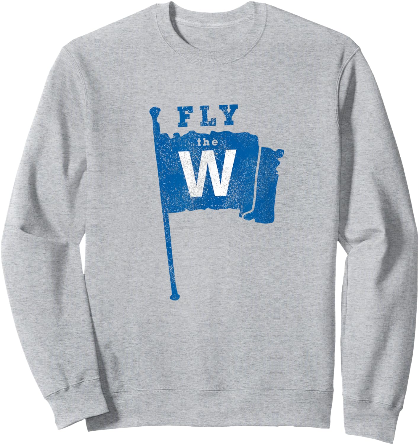 Fly The W Chicago Baseball Winning Flag Distressed Sweatshirt - Sweatshirt | Ash