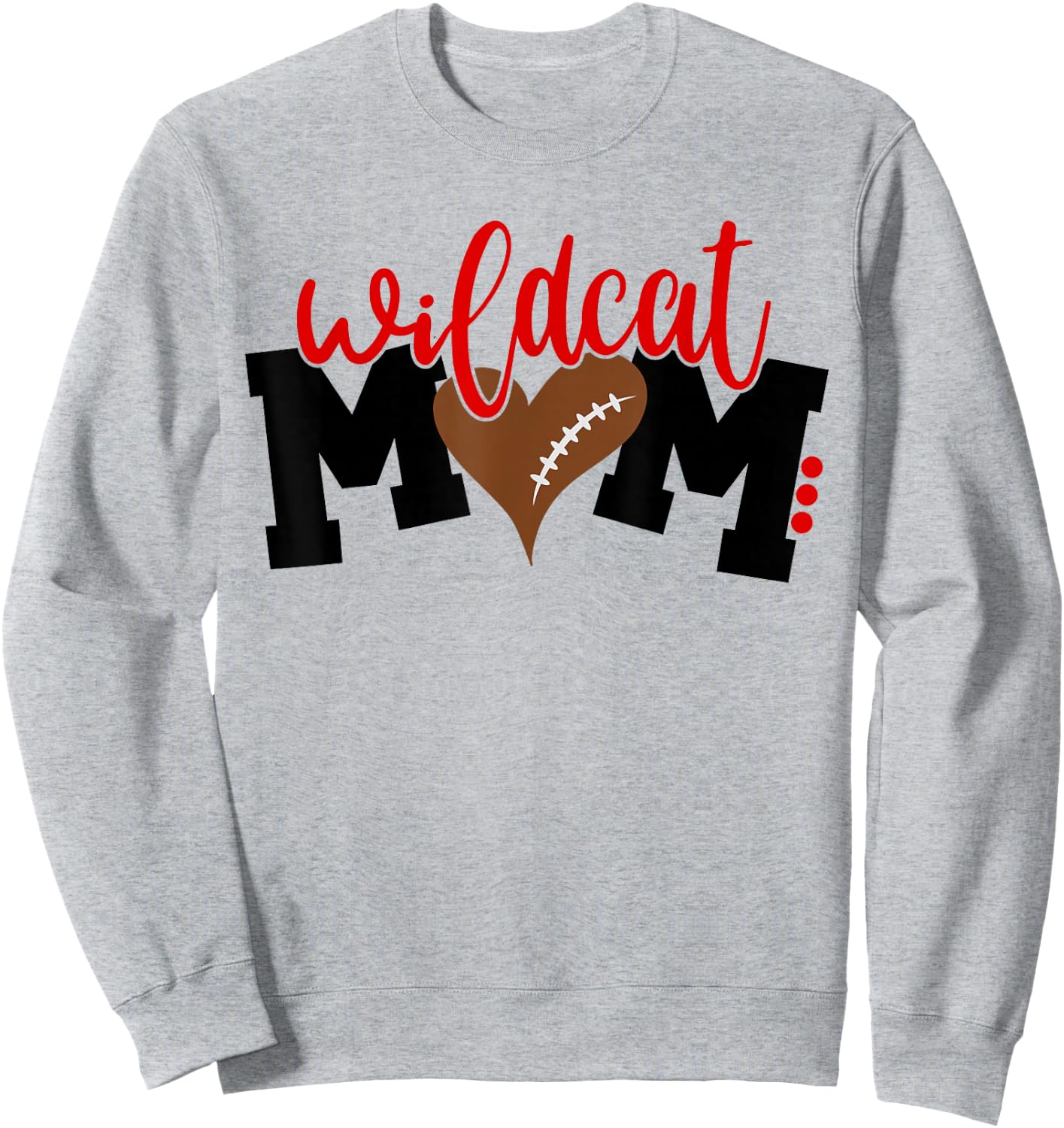 Wildcat Football Mom, Heart Football Men Women Sweatshirt - Sweatshirt | Ash