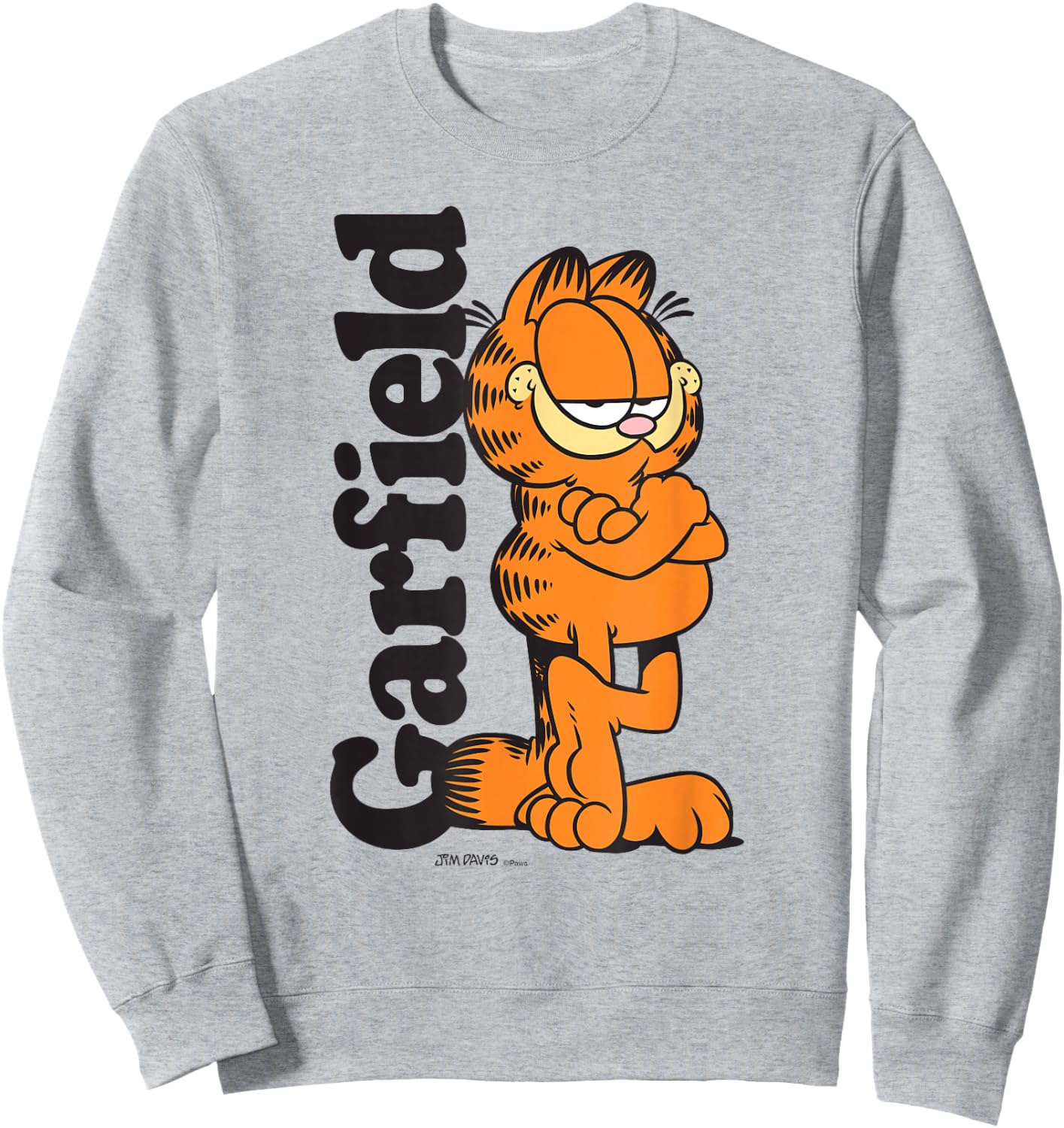 Garfield Leaning Against Logo Cartoon Cat Sweatshirt - Sweatshirt | Ash
