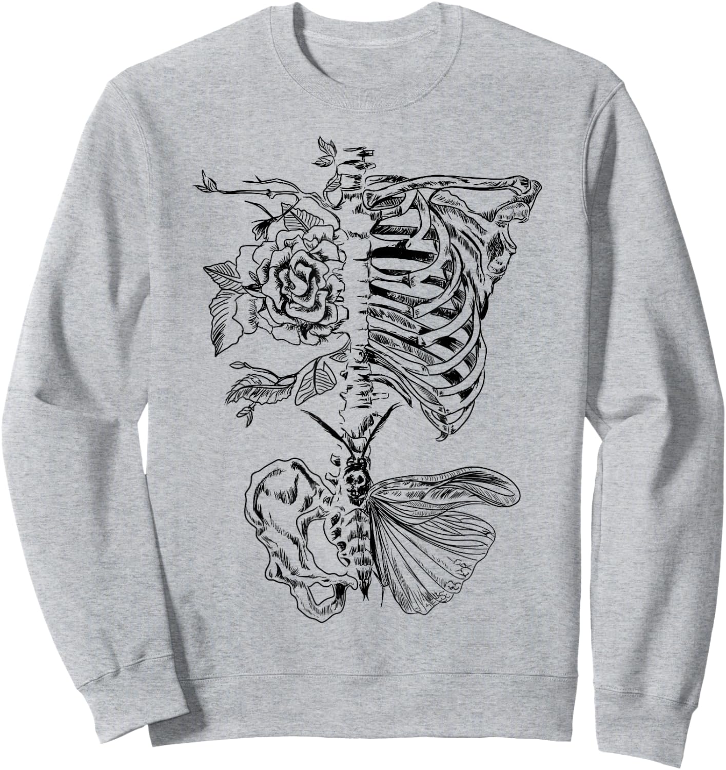Ribcage Rose Butterfly Skeleton Tattoo Artist Shirt Sweatshirt - Sweatshirt | Ash