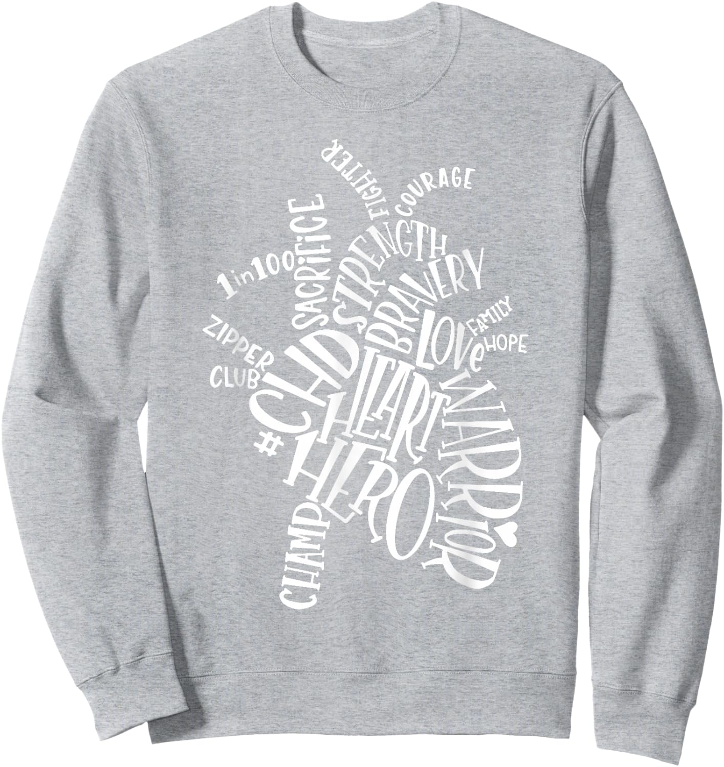 CHD Heart Warrior Typography Graphic Sweatshirt - Sweatshirt | Ash