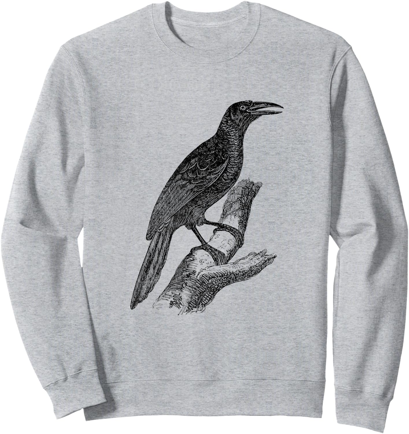 Common Grackle Bird Print Sweatshirt - Sweatshirt | Ash