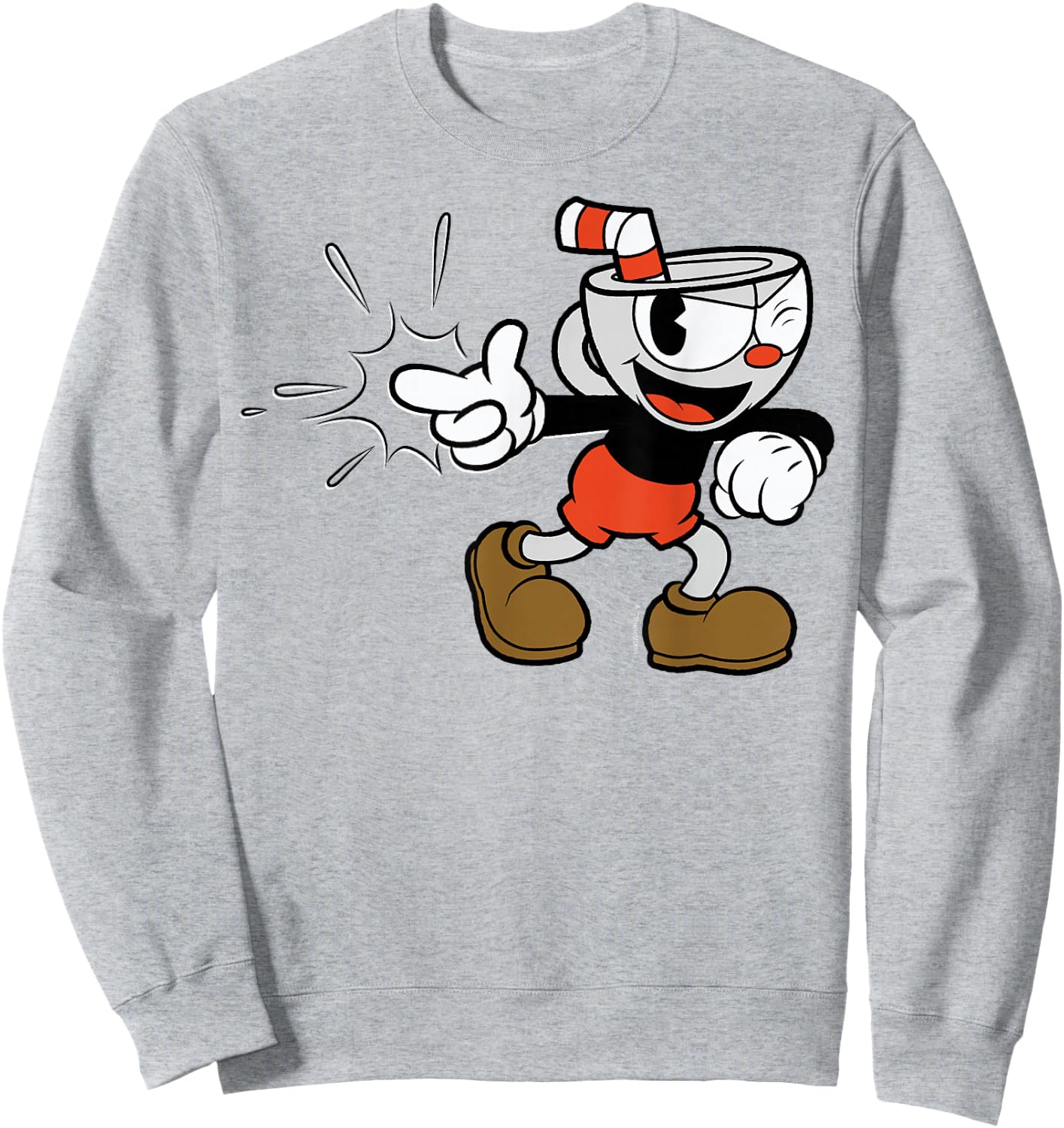 Cuphead Classic Wink with A Snap Sweatshirt - Sweatshirt | Ash