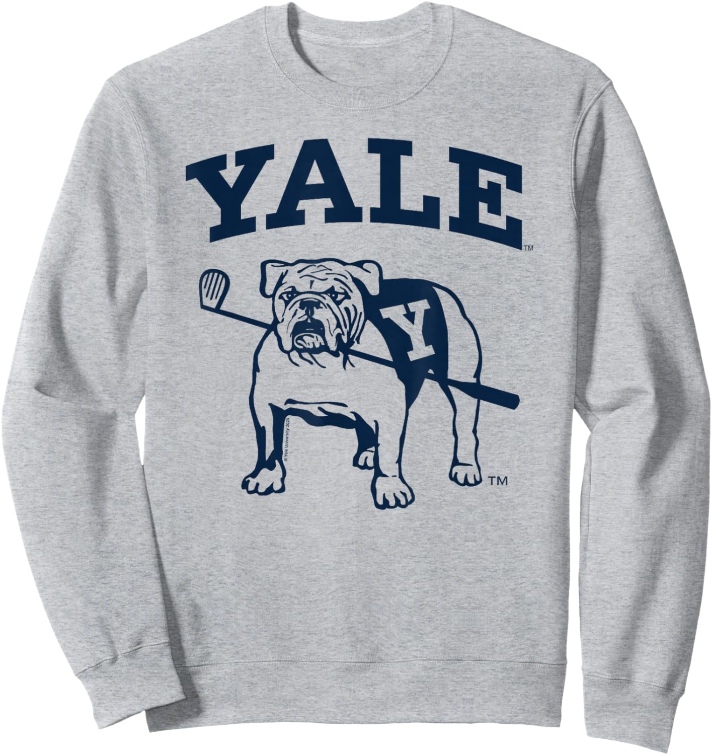 Yale University Line Art Bulldog Handsome Dan Playing Golf Sweatshirt - Sweatshirt | Ash