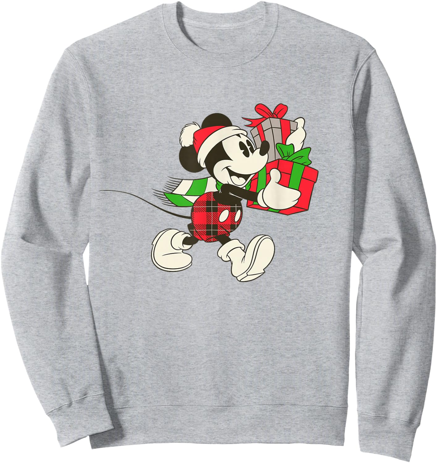 Disney Vintage Mickey Mouse Santa Hat Holiday Gifts Sweatshirt - Sweatshirt | Ash