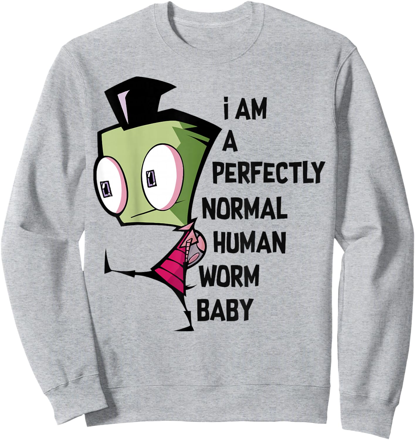 Invader Zim I Am Perfectly Normal Human Worm Baby Portrait Small Sweatshirt - Sweatshirt | Ash
