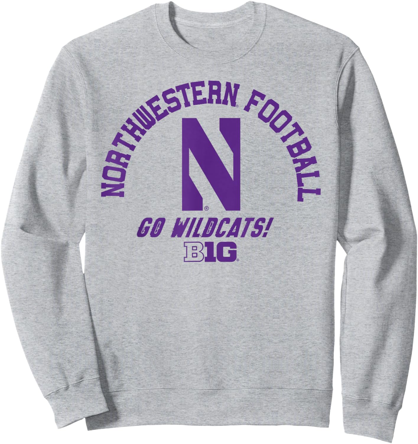 Northwestern Wildcats Big 10 Football Officially Licensed Sweatshirt - Sweatshirt | Ash