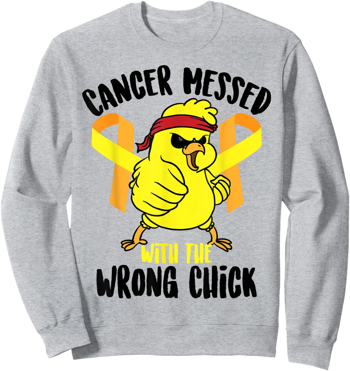 Cancer Messed With The Wrong Chick Survivor Shirt Funny Gift Sweatshirt - Sweatshirt | Ash
