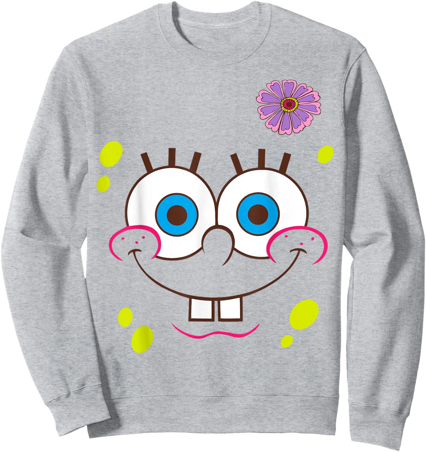 Spongebob SquarePants Flower Face Sweatshirt - Sweatshirt | Ash