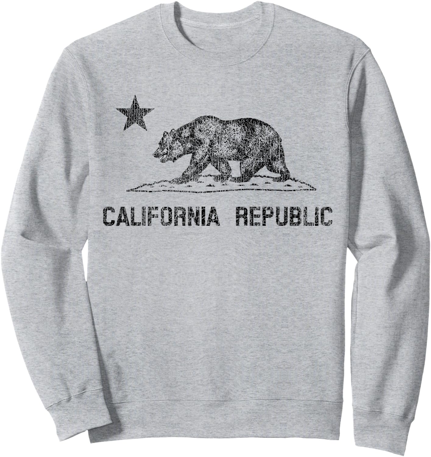 California Republic Flag Distressed Bear Sweatshirt - Sweatshirt | Ash