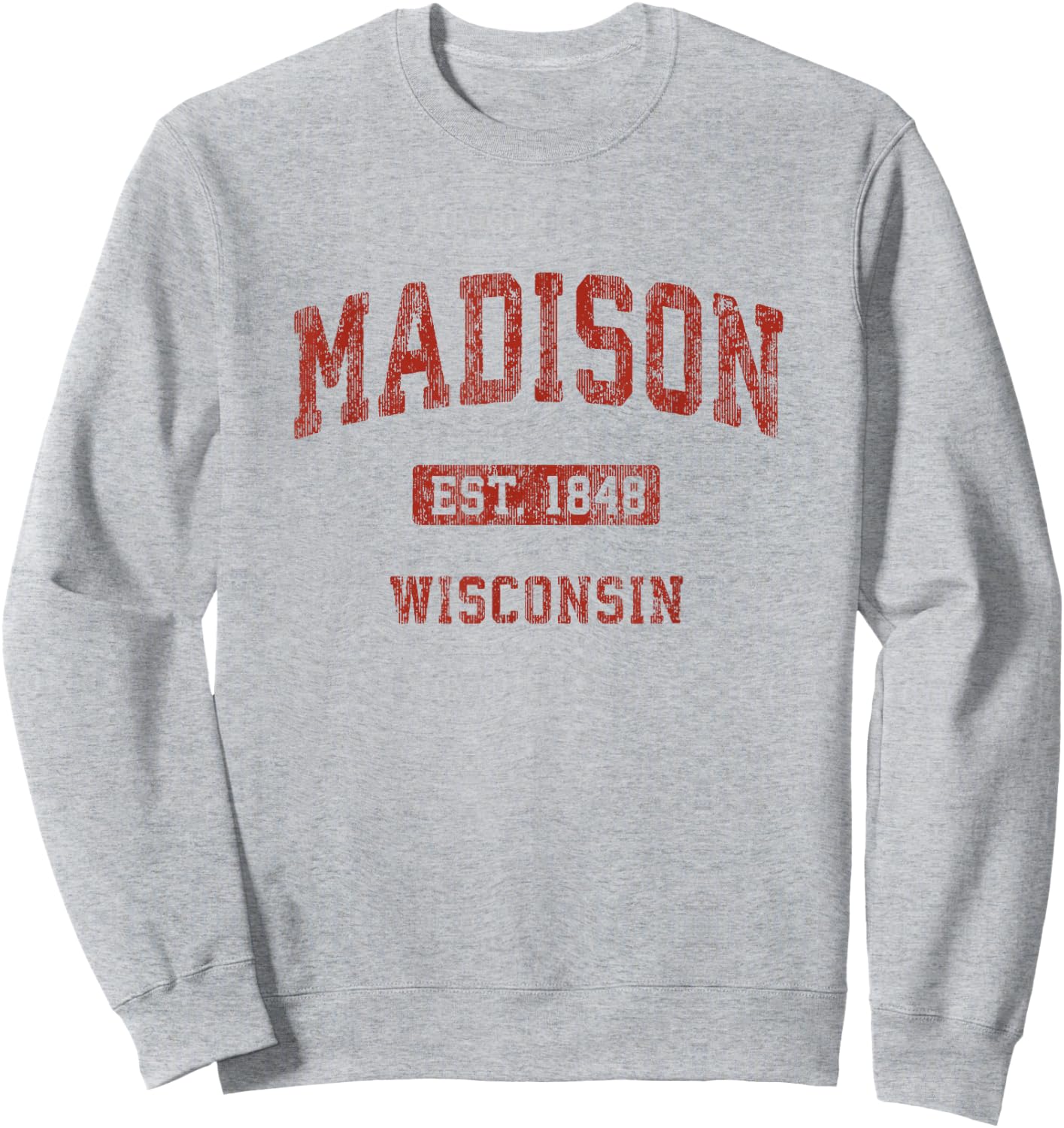 Madison Wisconsin WI Vintage Athletic Sports Design Sweatshirt - Sweatshirt | Ash