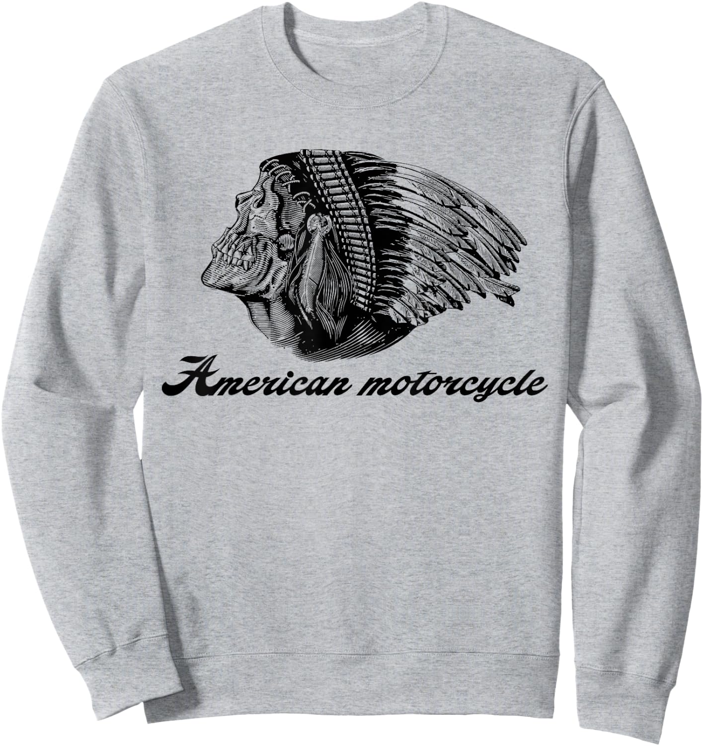 American Motorcycle Skull Native Indian Eagle Chief Vintage Sweatshirt - Sweatshirt | Ash