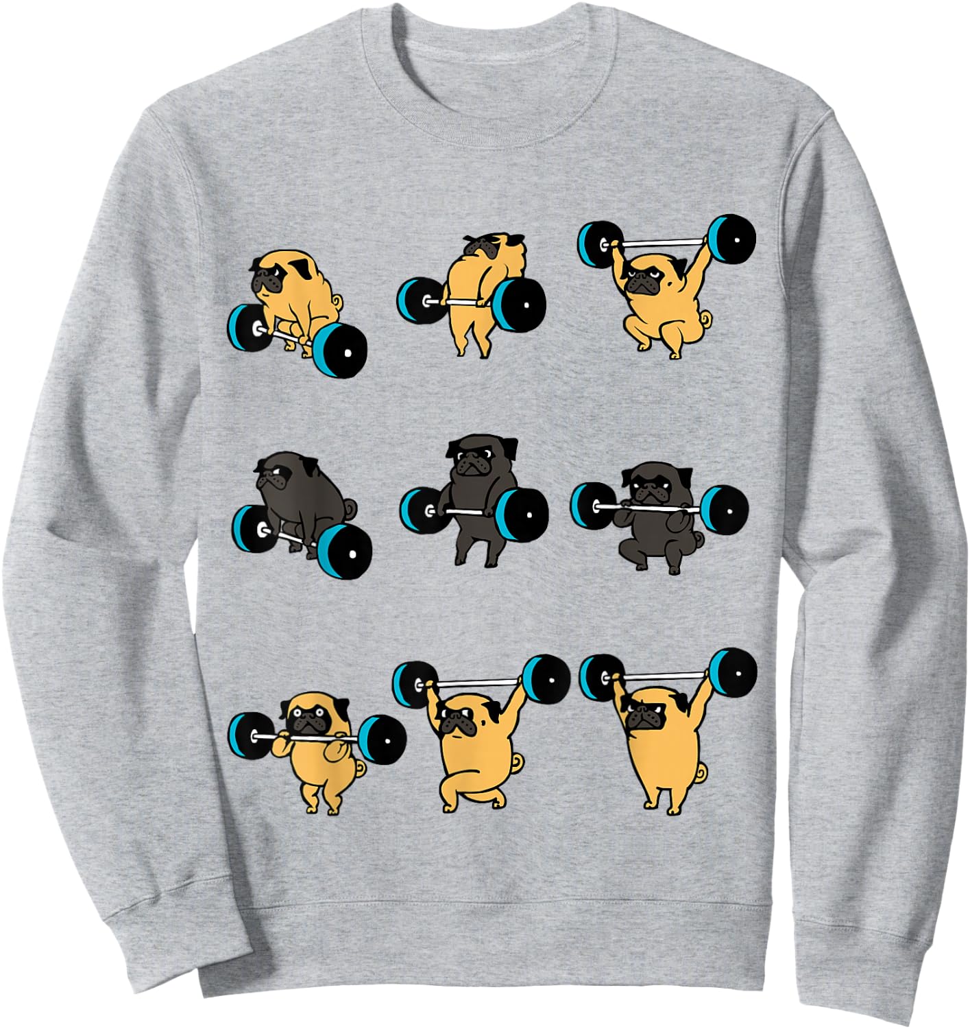 Lifting Pug Gym T- shirt by Huebucket Sweatshirt - Sweatshirt | Ash