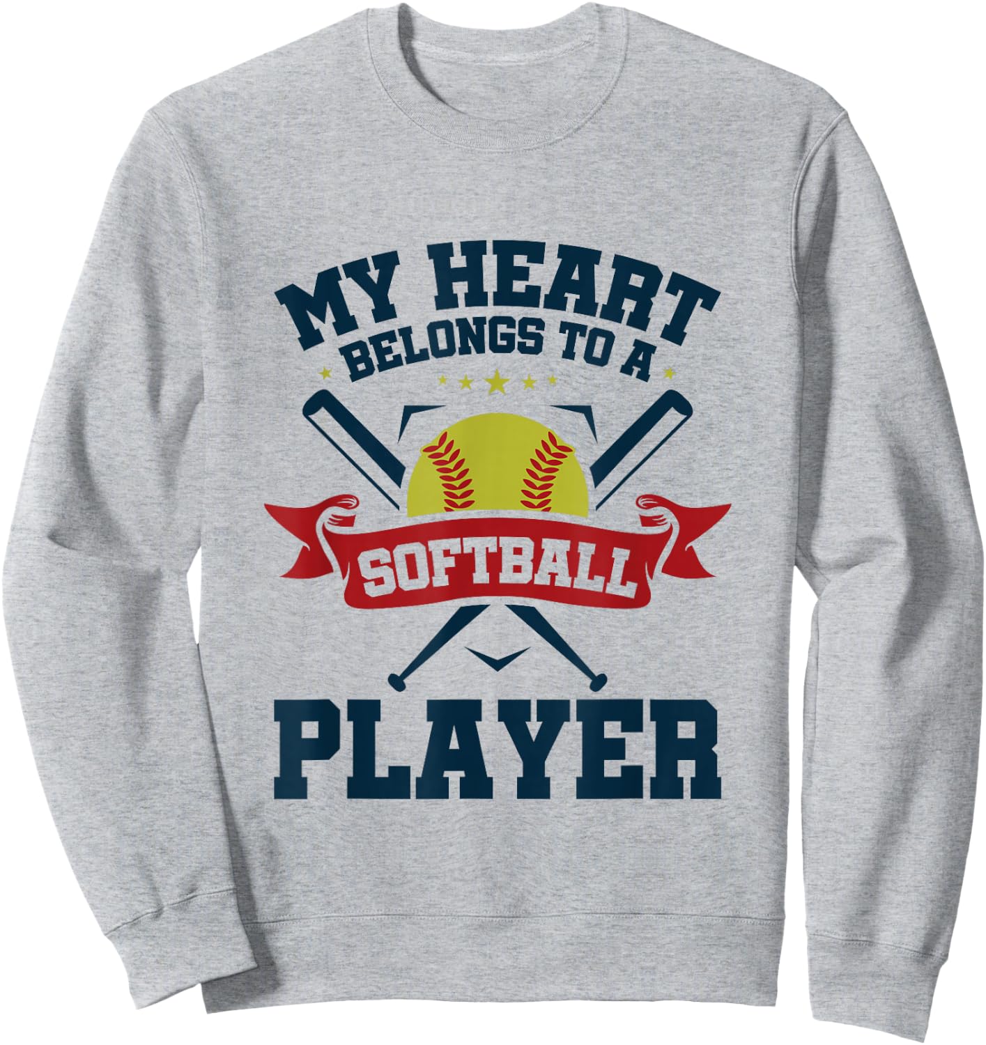 My Heart Belongs To Softball Player Boyfriend Girlfriend Sweatshirt - Sweatshirt | Ash