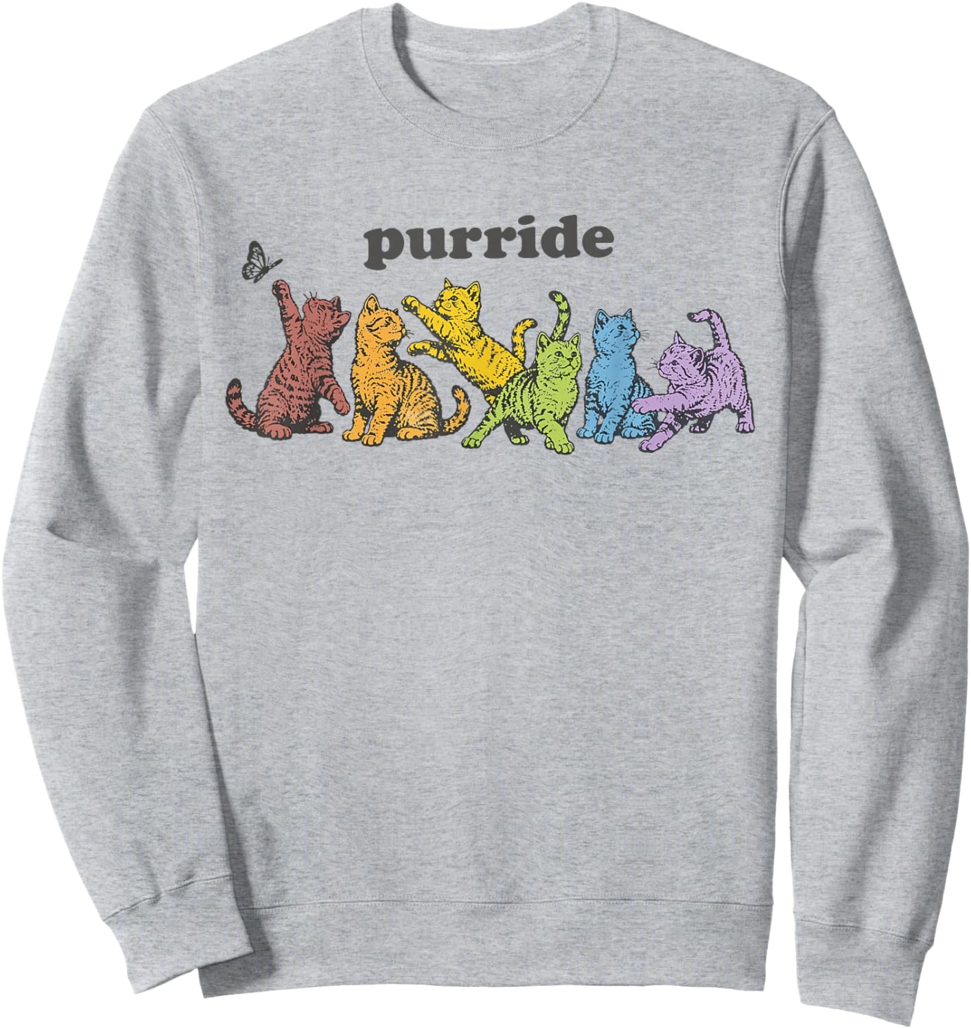 Rainbow LGBTQ Cat Purride Funny Gay Pride Month Equality Sweatshirt - Sweatshirt | Ash