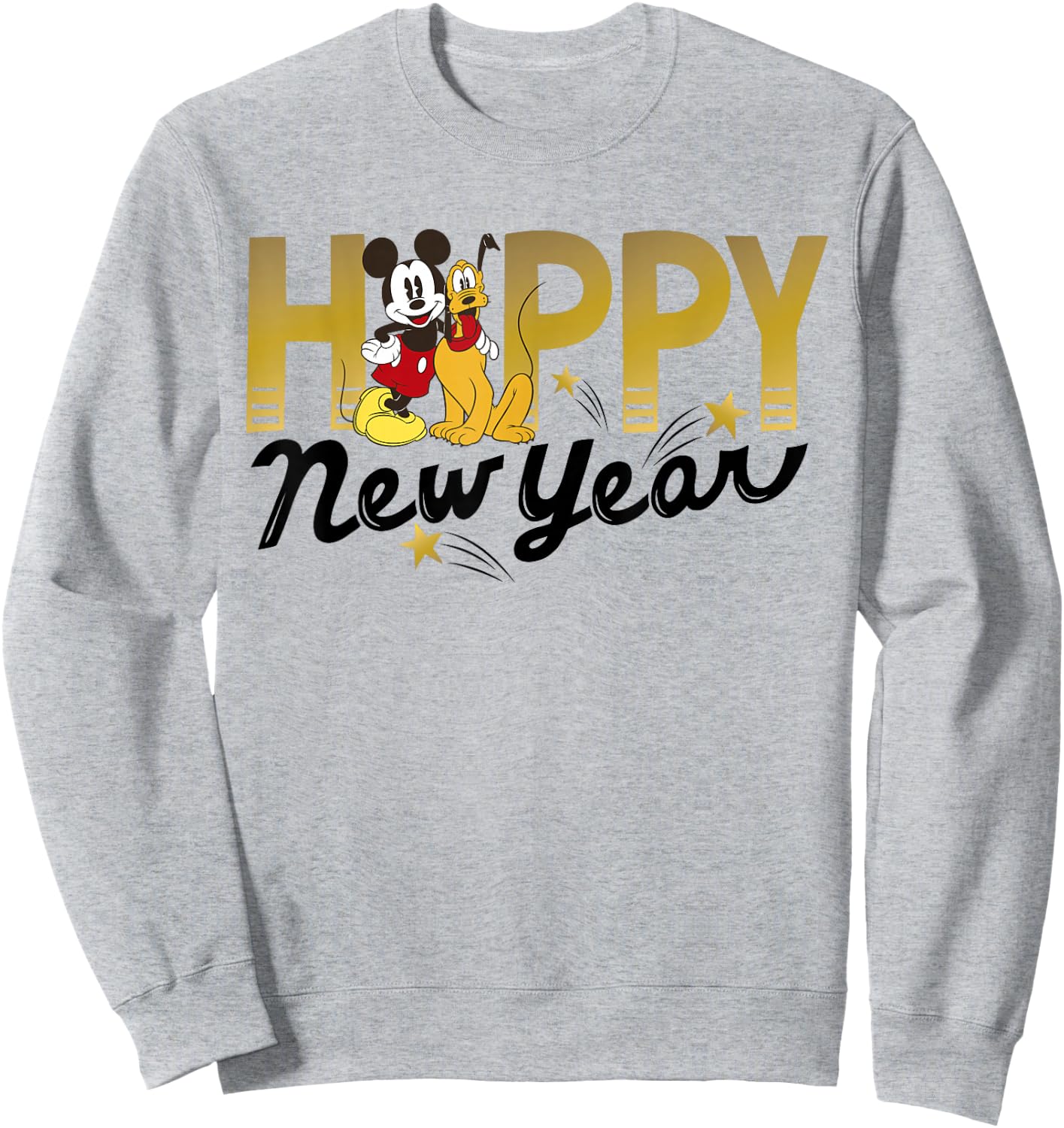 Disney Mickey Mouse and Pluto Happy New Year Sweatshirt - Sweatshirt | Ash