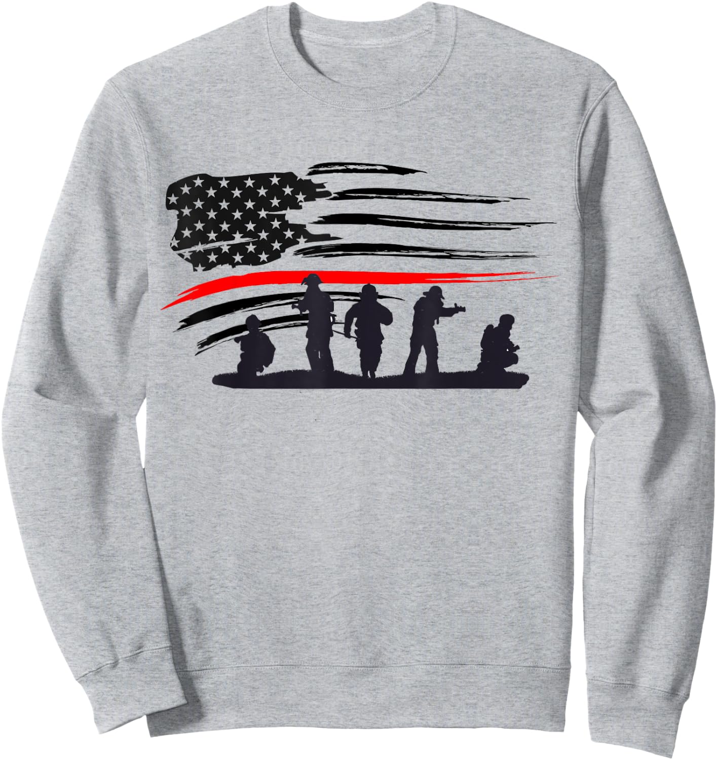 Vintage Thin Red Line shirt, Firefighter gift American Flag Sweatshirt - Sweatshirt | Ash