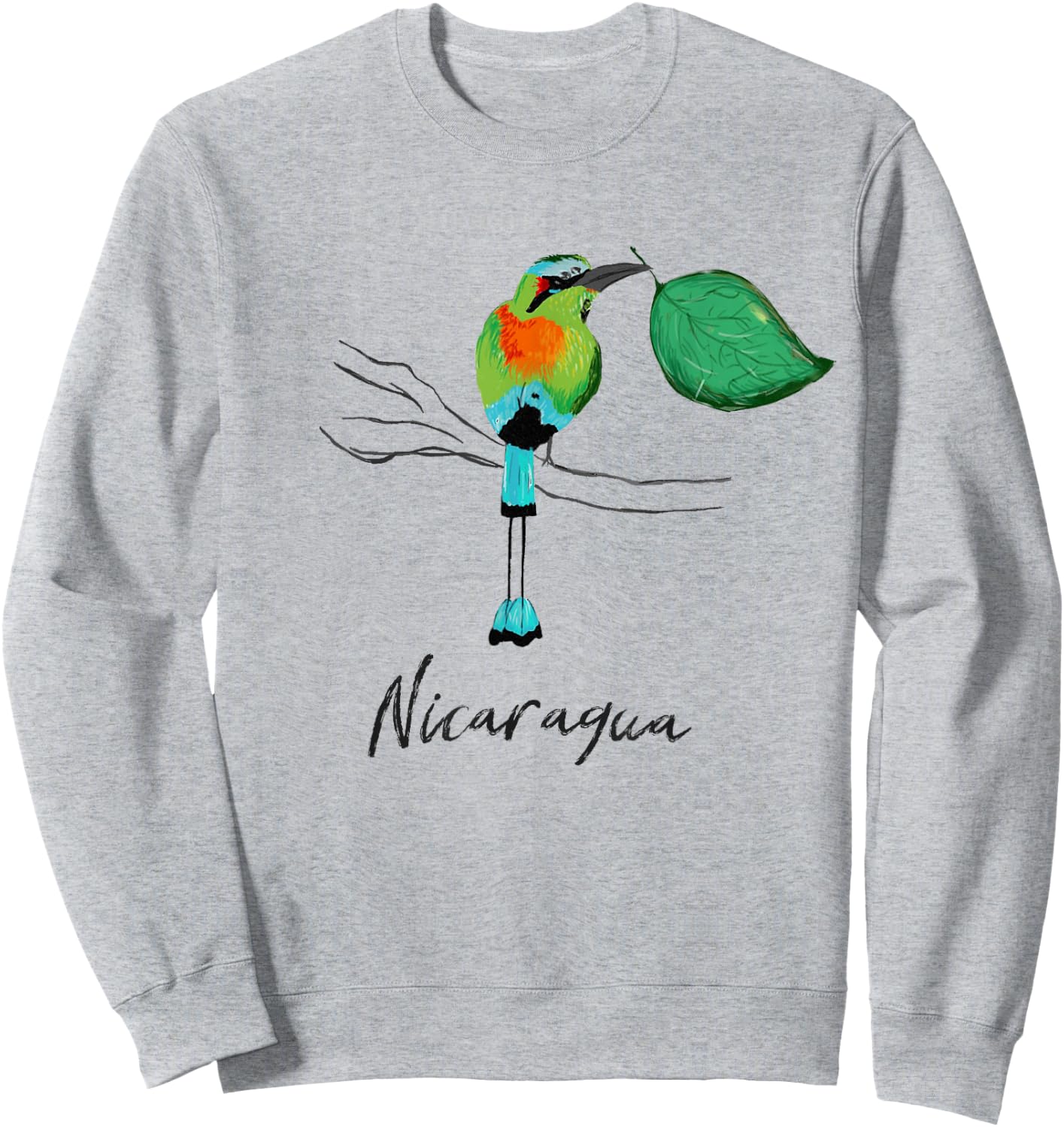 Nicaragua Guardabarranco Colorful national bird shirt Sweatshirt - Sweatshirt | Ash