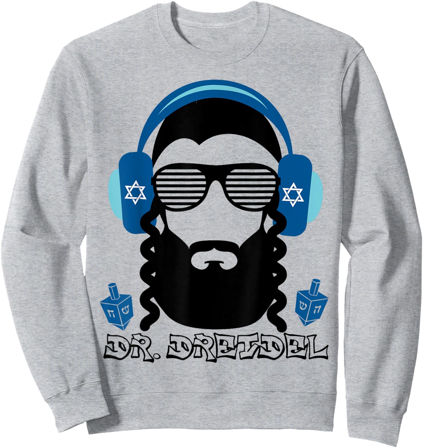 Funny Hanukkah Rapper DJ Gift Chanukah Dr. Dreidel Sweatshirt - Sweatshirt | Ash