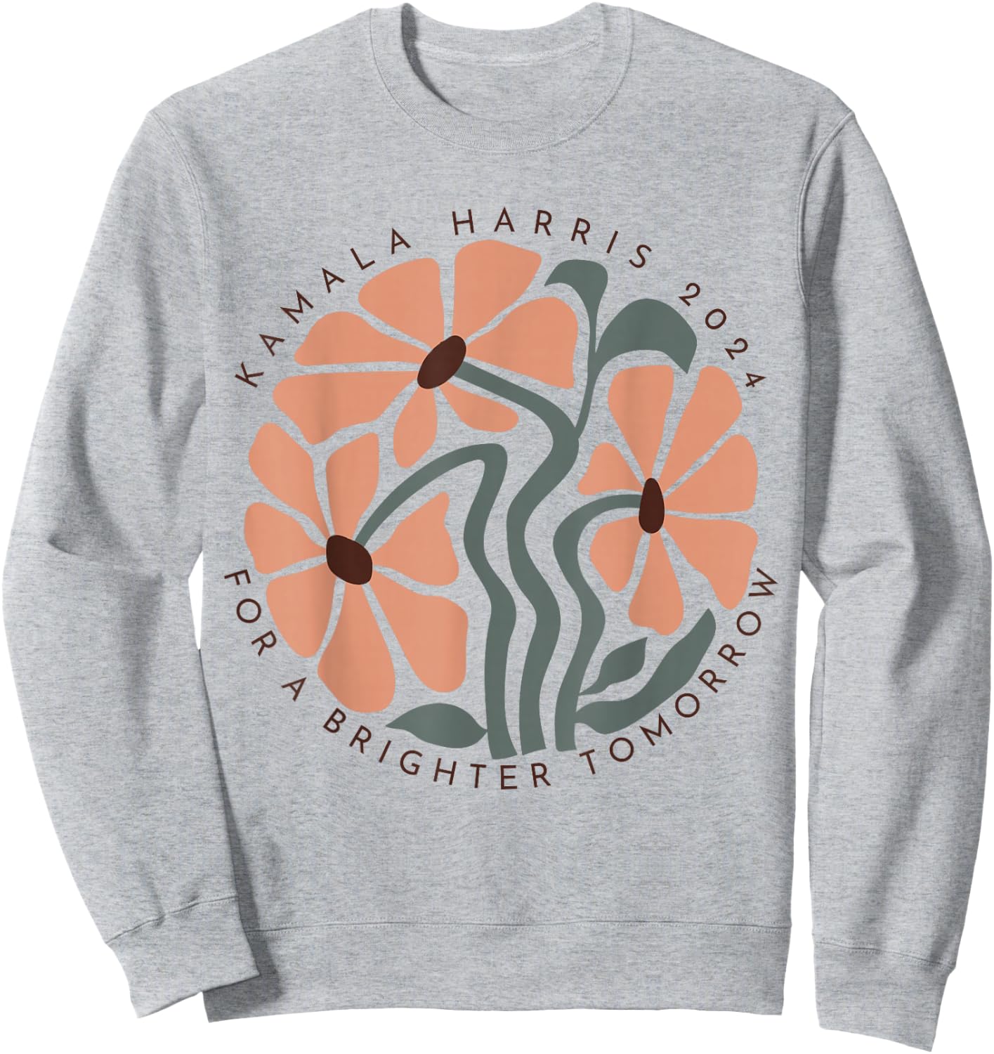 Harris Walz 2024 Subtle Flower Kamala Harris Boho Floral Sweatshirt - Sweatshirt | Ash