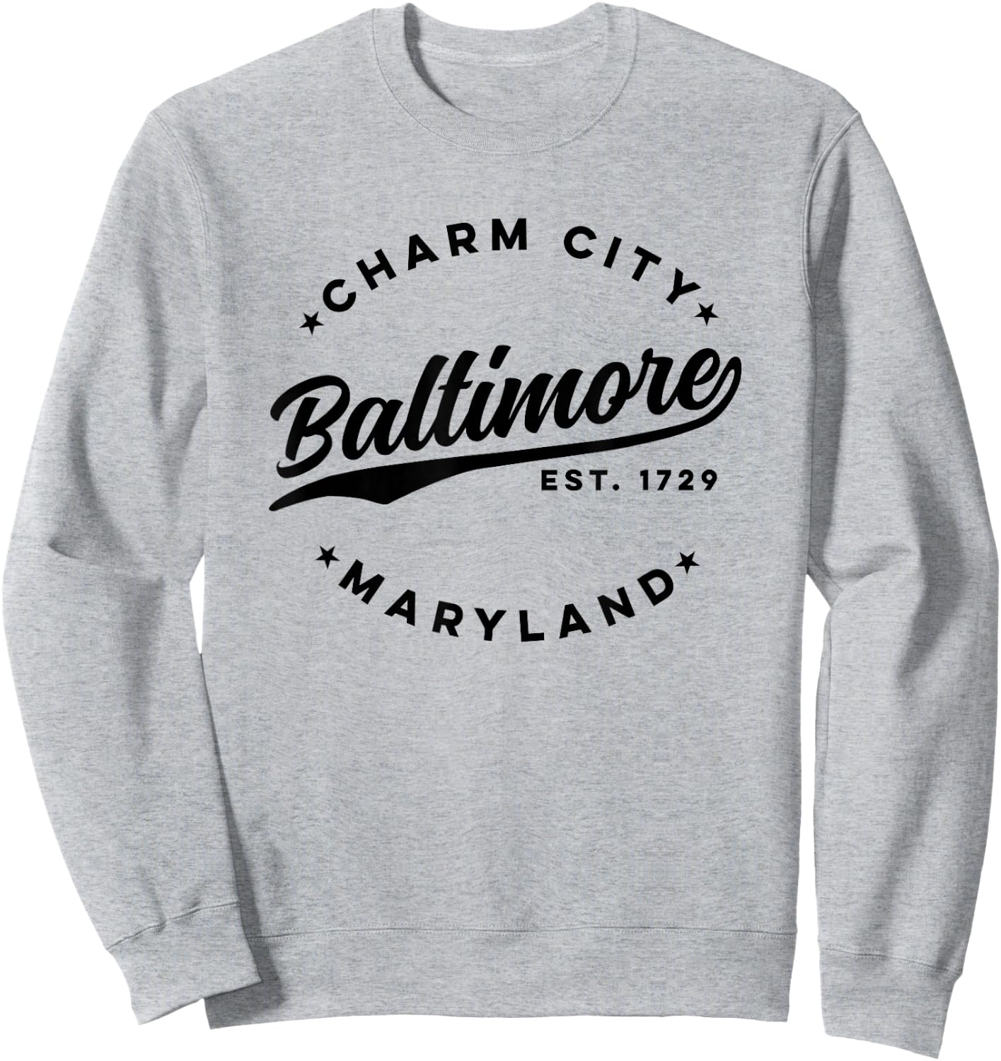 Vintage Baltimore Charm City Maryland Black Text Sweatshirt - Sweatshirt | Ash