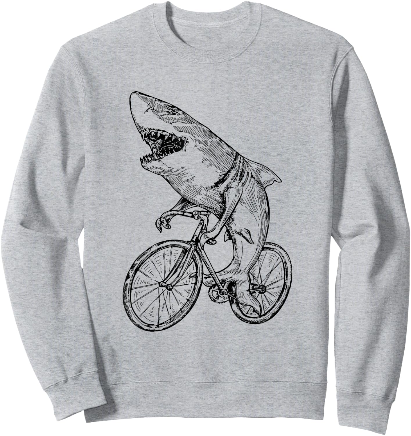 Shark Cycling Bicycle Beach Cyclist Fish Biker Biking Bike Men Women Kids Sweatshirt - Sweatshirt | Ash